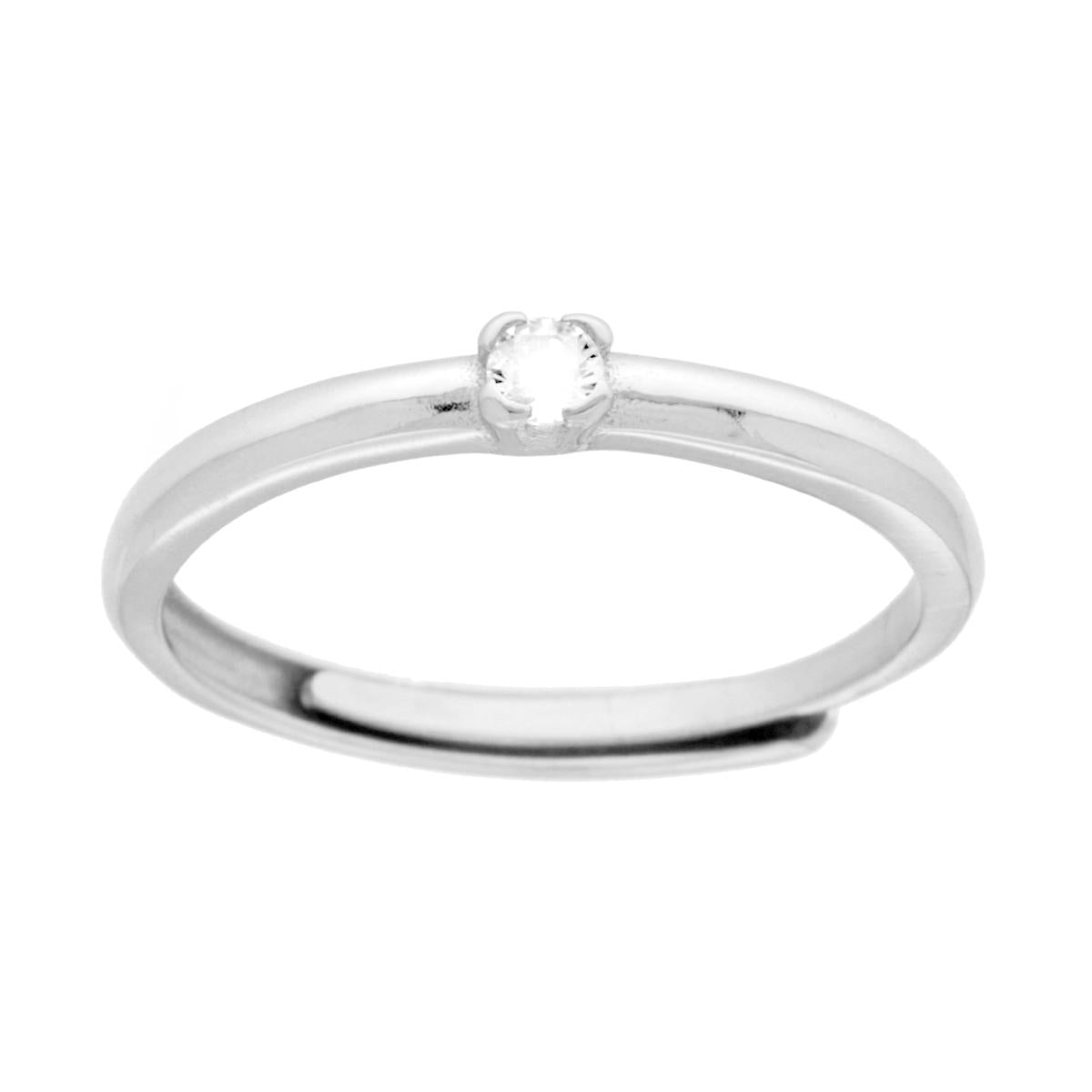 Anello Solitario con Cubic Zirconia Bianco mm 2.5 in ARGENTO 925 Galvanica Rodio