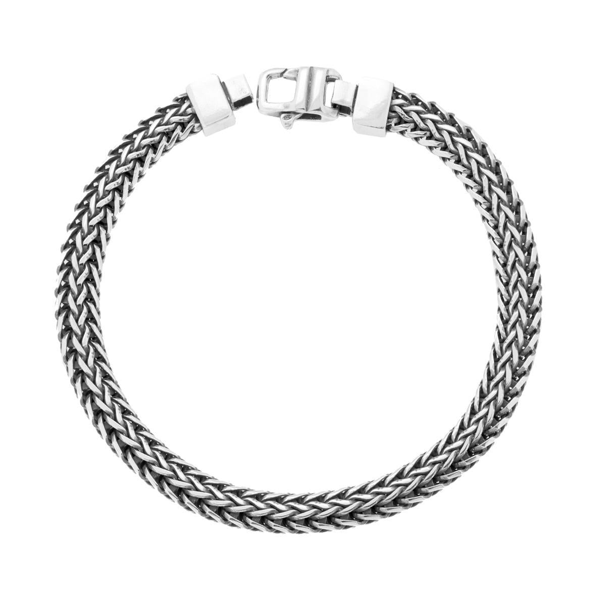 Bracciale Uomo Catena Spiga piatta in ARGENTO 925 Galvanica Rodio