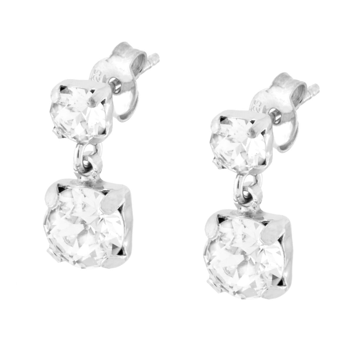 Orecchini Punto Luce con pendente Crystal Bianco in ARGENTO 925 Galvanica Rodio