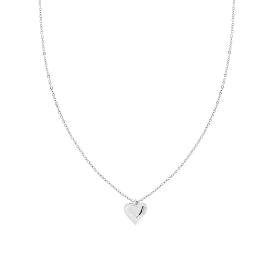 Collana Catena Forzatina Diamantata con Cuore bombato in ACCIAIO