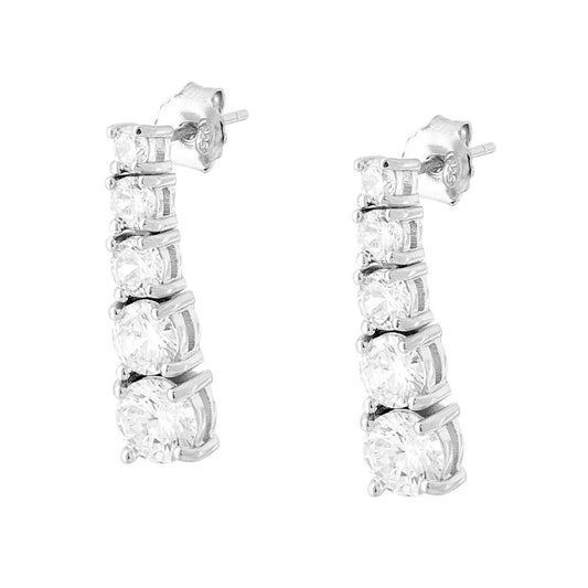 Orecchini Tennis degrade con Cubic Zirconia Bianchi in ARGENTO 925 Galvanica Rodio