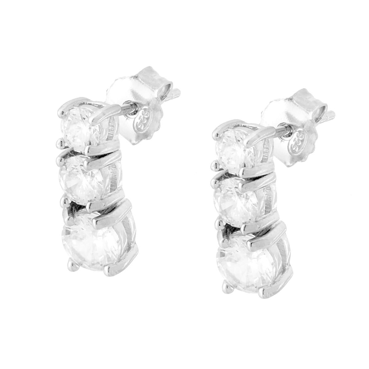 Orecchini Trilogy degrade con Cubic Zirconia Bianchi in ARGENTO 925 Galvanica Rodio
