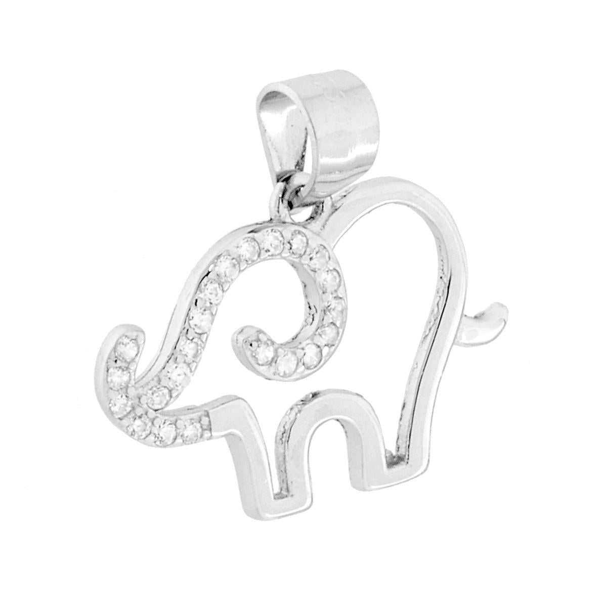 Ciondolo Elefante con Cubic Zirconia Bianchi in ARGENTO 925 Galvanica Rodio
