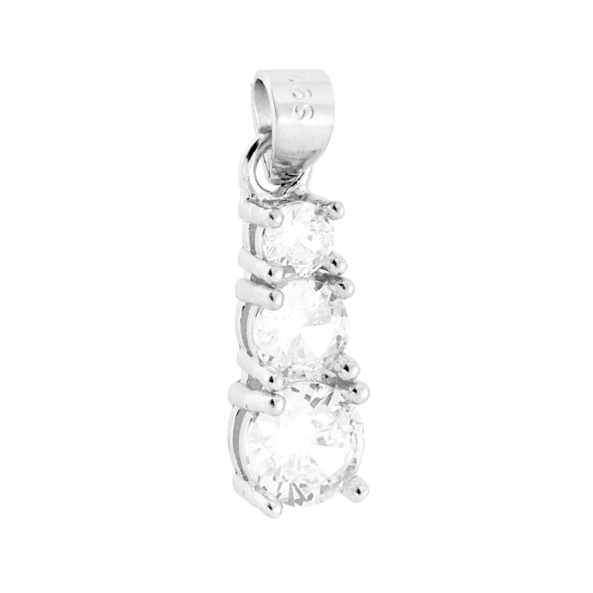 Ciondolo Trilogy con Cubic Zirconia Bianchi in ARGENTO 925 Galvanica Rodio