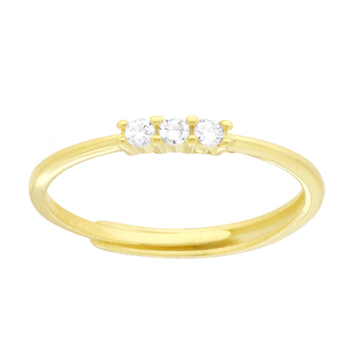 Anello Trilogy con Cubic Zirconia Bianchi in ARGENTO 925 Galvanica Oro