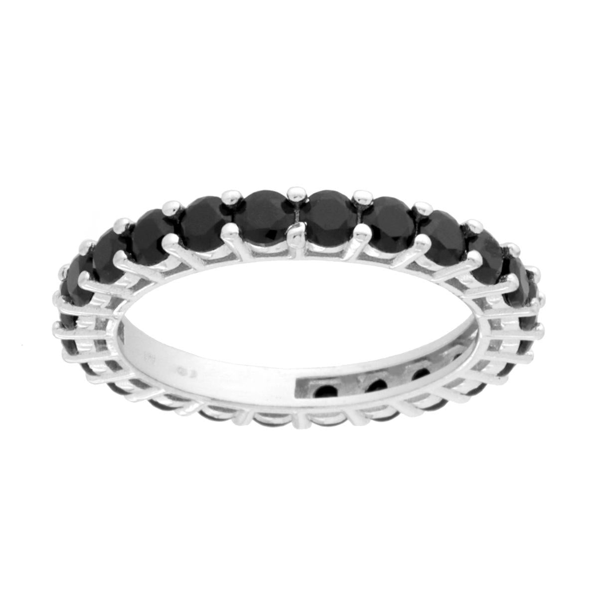 Anello Eternity Veretta a giro con Cubic Zirconia Neri mm 3 in ARGENTO 925 Galvanica Rodio