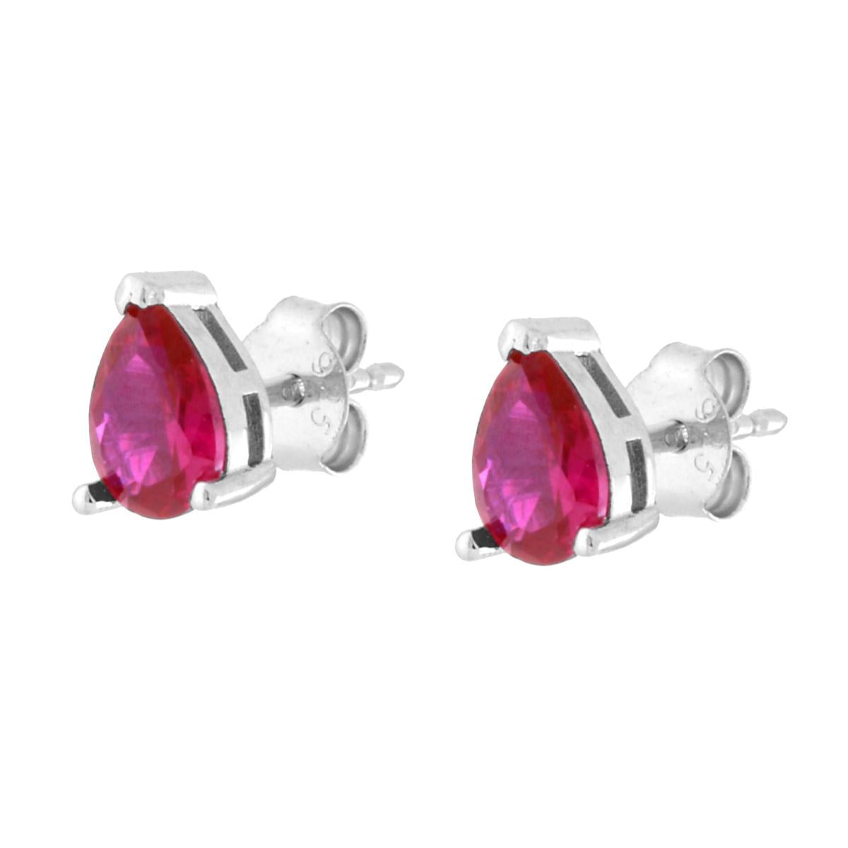 Orecchini Goccia Cubic Zirconia Rosso Rubino in ARGENTO 925 Galvanica Rodio