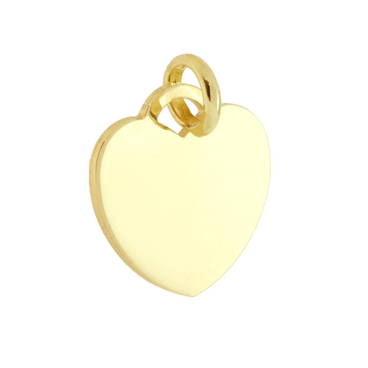 Ciondolo Piastrina Cuore Medaglietta per incisione mm 15 in ARGENTO 925 Galvanica Oro