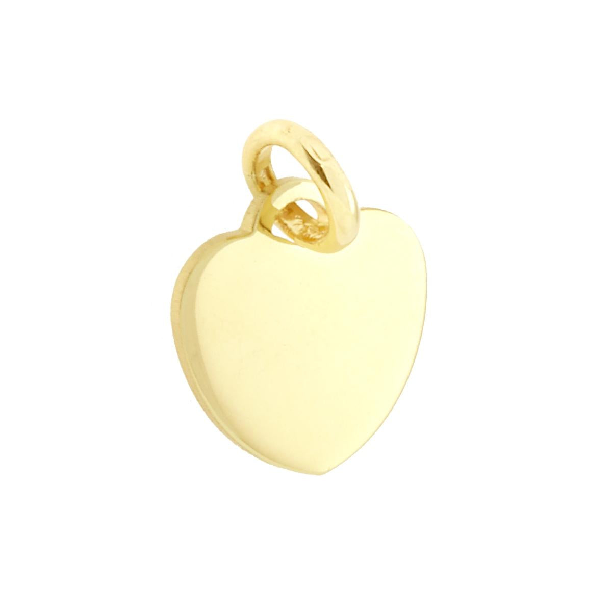 Ciondolo Piastrina Cuore Medaglietta per incisione mm 12 in ARGENTO 925 Galvanica Oro
