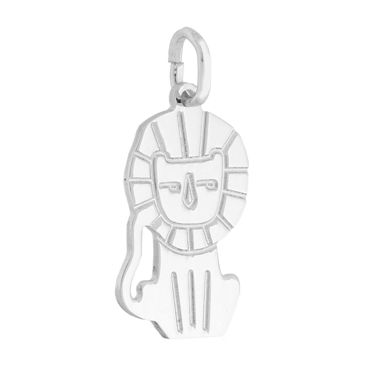 Ciondolo Piastrina Leone in ARGENTO 925 Galvanica Rodio