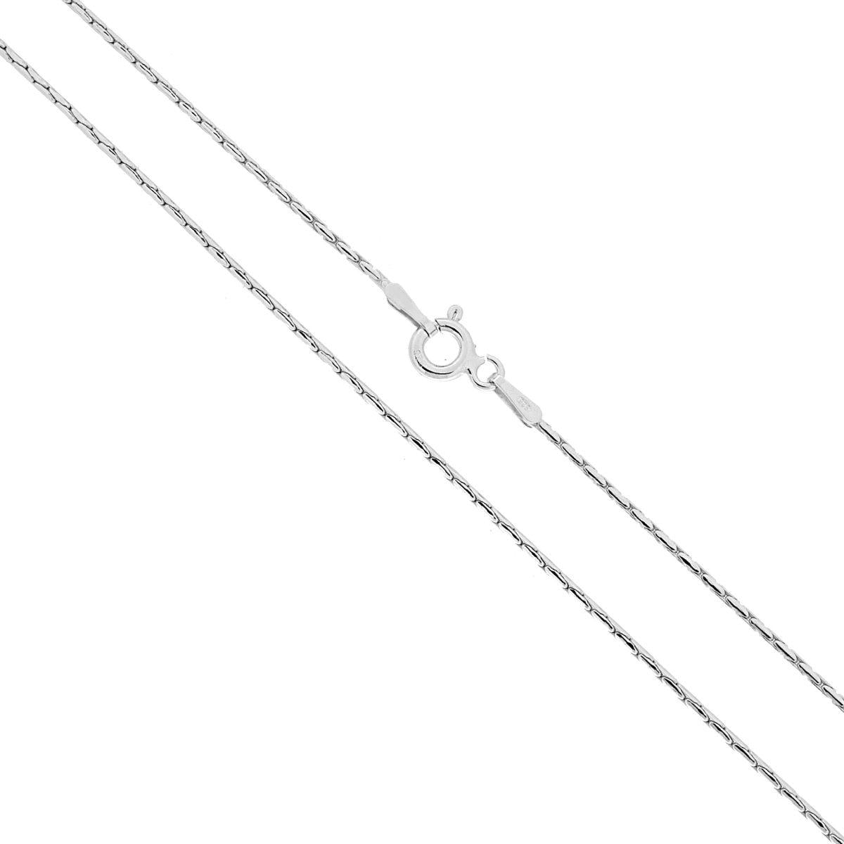 Catena Cardano Tonda Diamantata sezione mm 1 lunghezza cm 45 in ARGENTO 925 Galvanica Rodio
