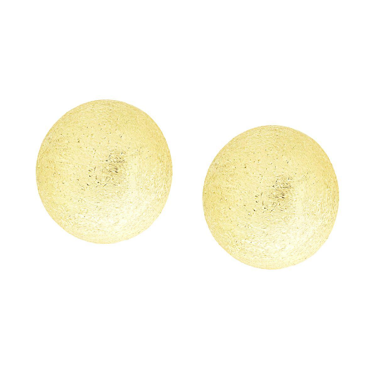Orecchini Semisfera Spazzolati Diamantati mm 16 in ARGENTO 925 Galvanica Oro