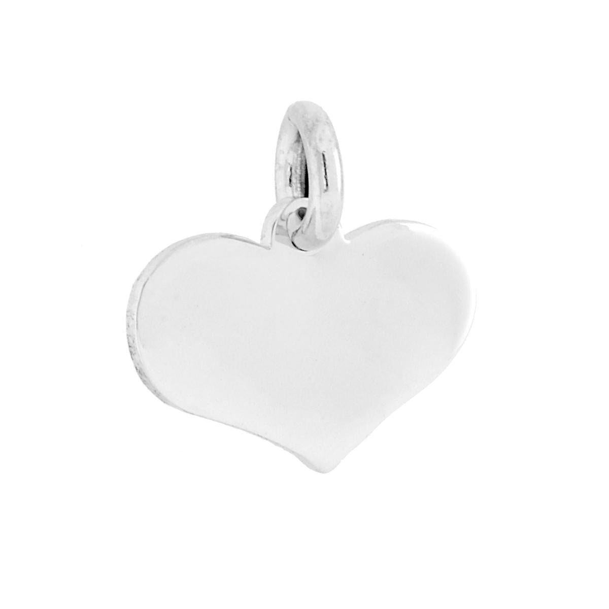 Ciondolo Cuore plain in ARGENTO 925 Galvanica Rodio