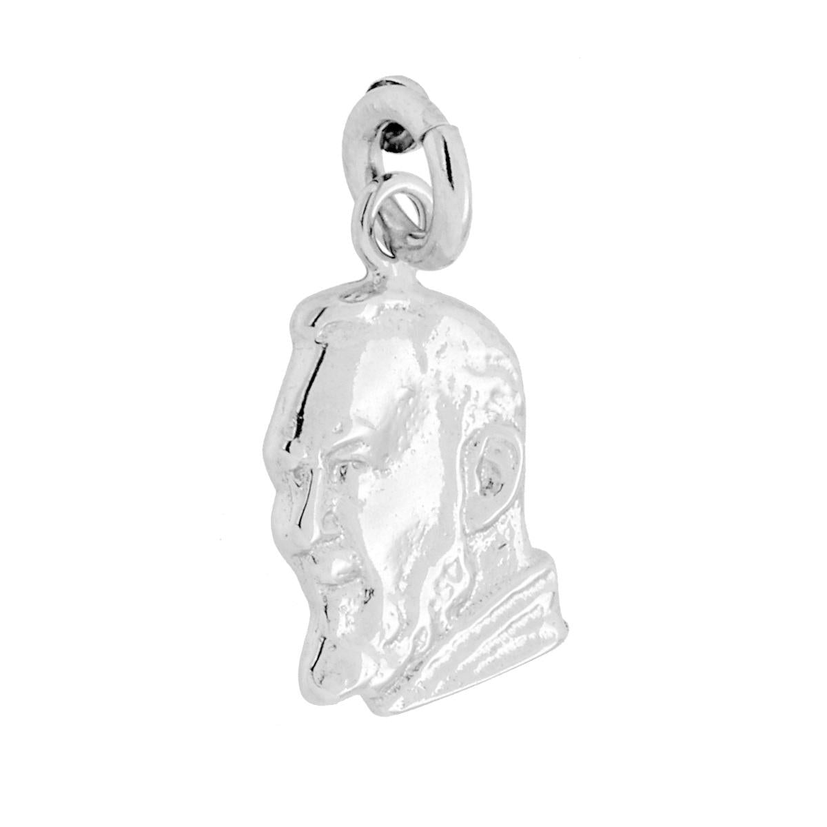 Ciondolo Volto Padre Pio in ARGENTO 925 Galvanica Rodio