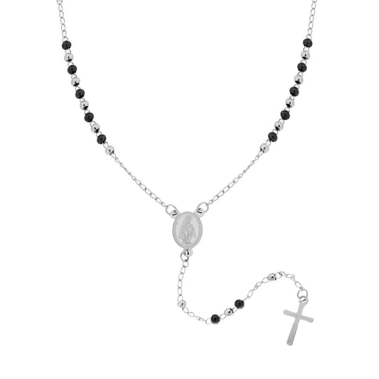 Collana Rosario cm 50 con Palline colore Nero mm 3 in ACCIAIO