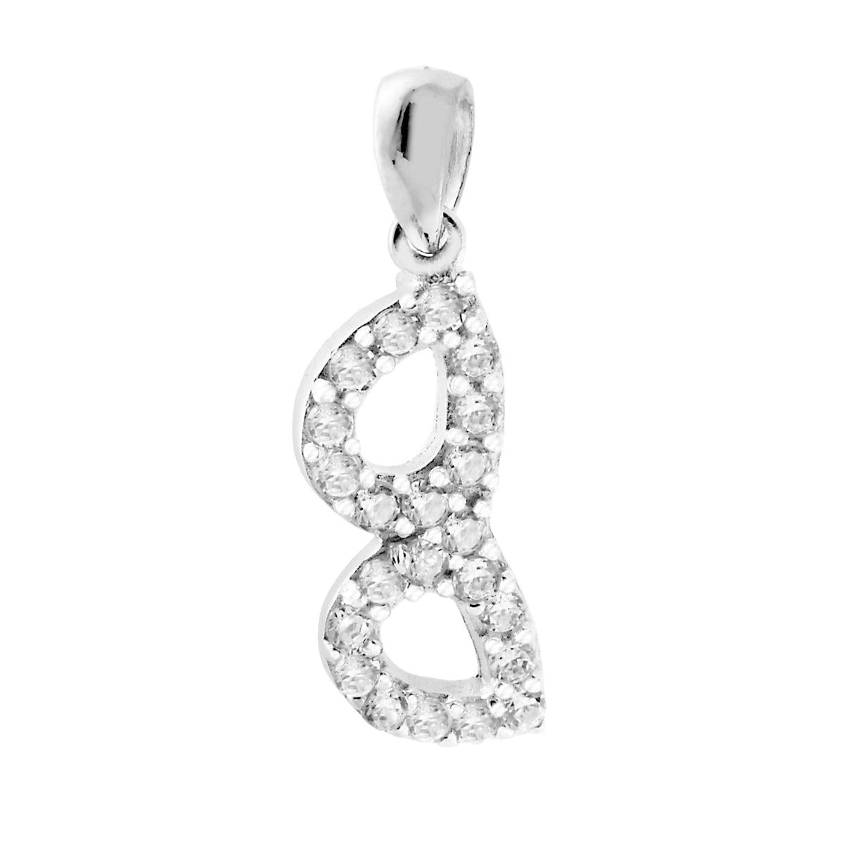 Ciondolo Occhiali con Zirconi in ARGENTO 925 Galvanica Rodio