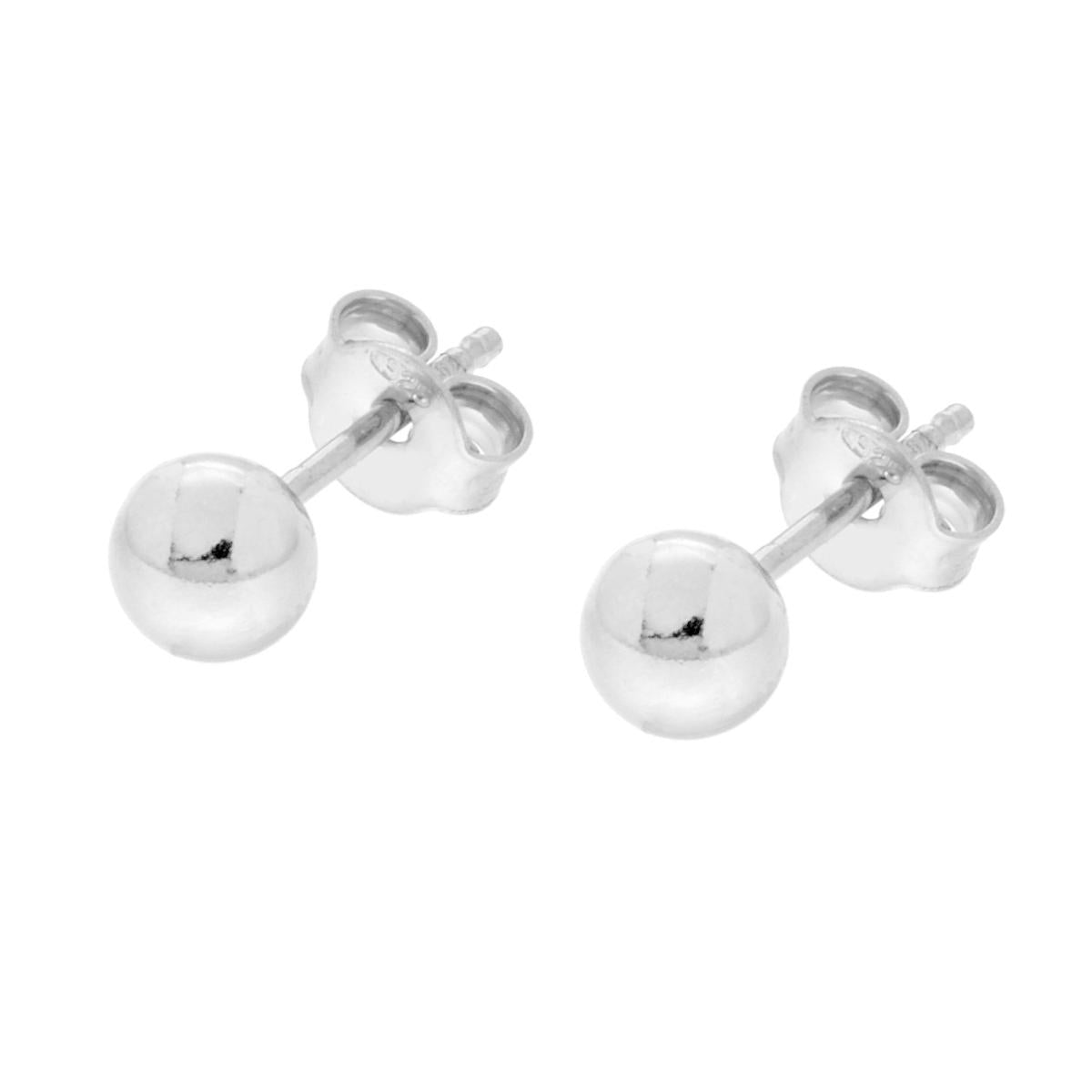 Orecchini Pallina mm 5 in ARGENTO 925 Galvanica Rodio