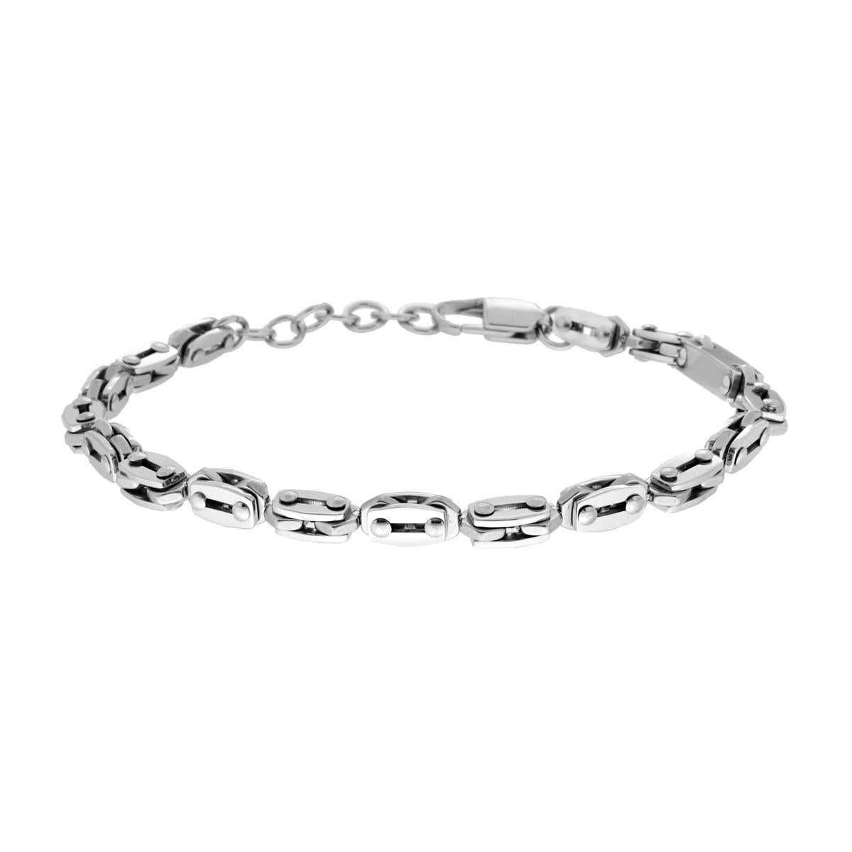 Bracciale Uomo Maglia Imperniata Ingranaggi con accessorio in ACCIAIO