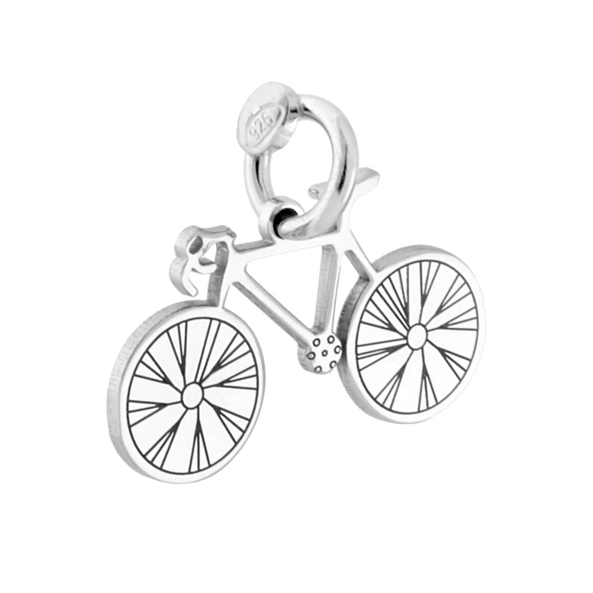 Ciondolo Bicicletta in ARGENTO 925 Galvanica Rodio