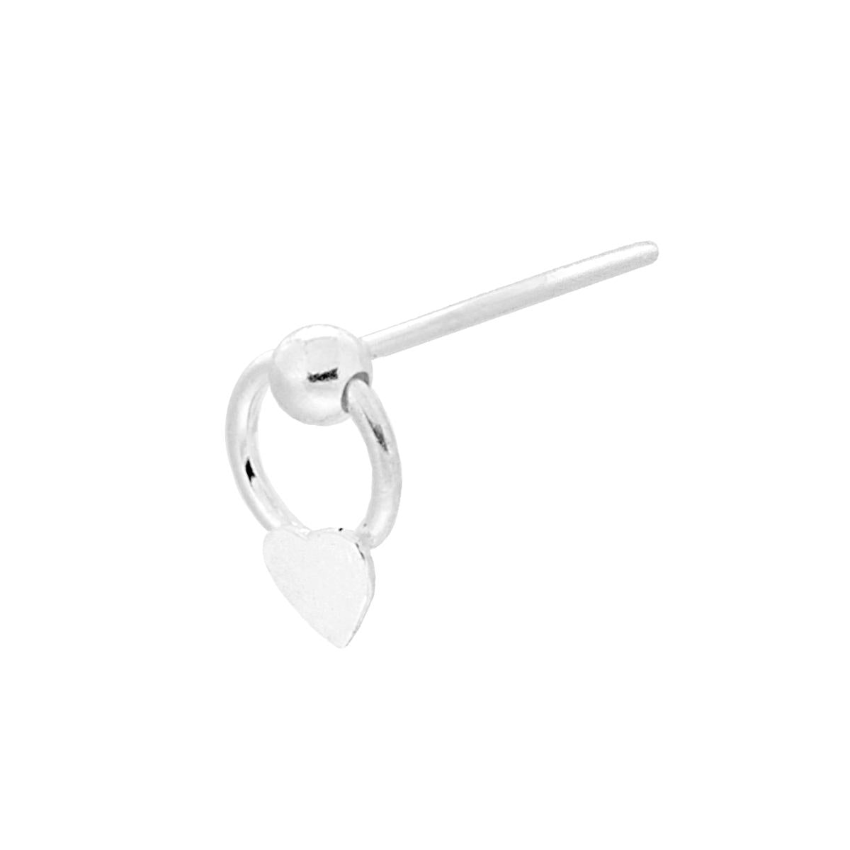 Piercing Naso Chiodino con Cerchio e Cuore pendente in ARGENTO 925