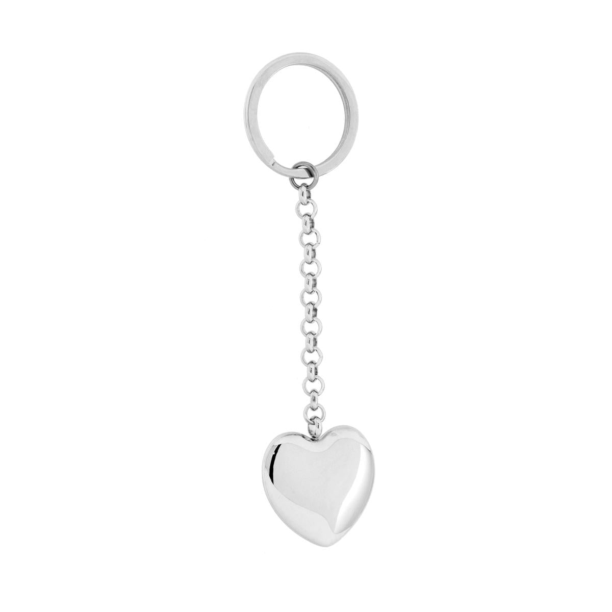 Portachiavi Uomo Donna ad Anello con Cuore Bombato in ACCIAIO