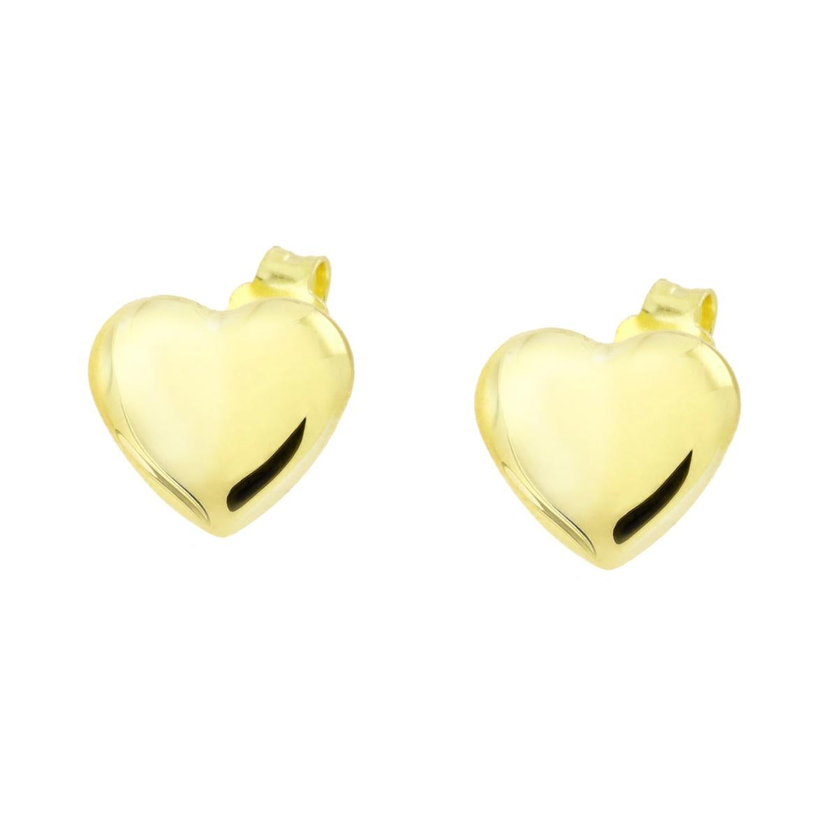 Orecchini Cuore Bombato in ARGENTO 925 Galvanica Oro