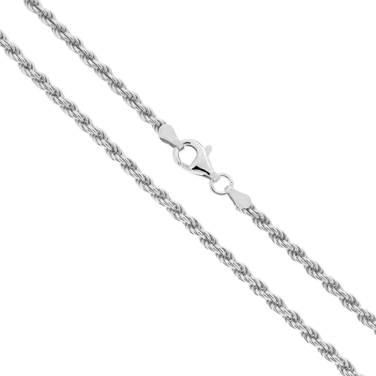 Catena Corda 060 sezione mm 3 lunghezza cm 60 in ARGENTO 925 Galvanica Rodio