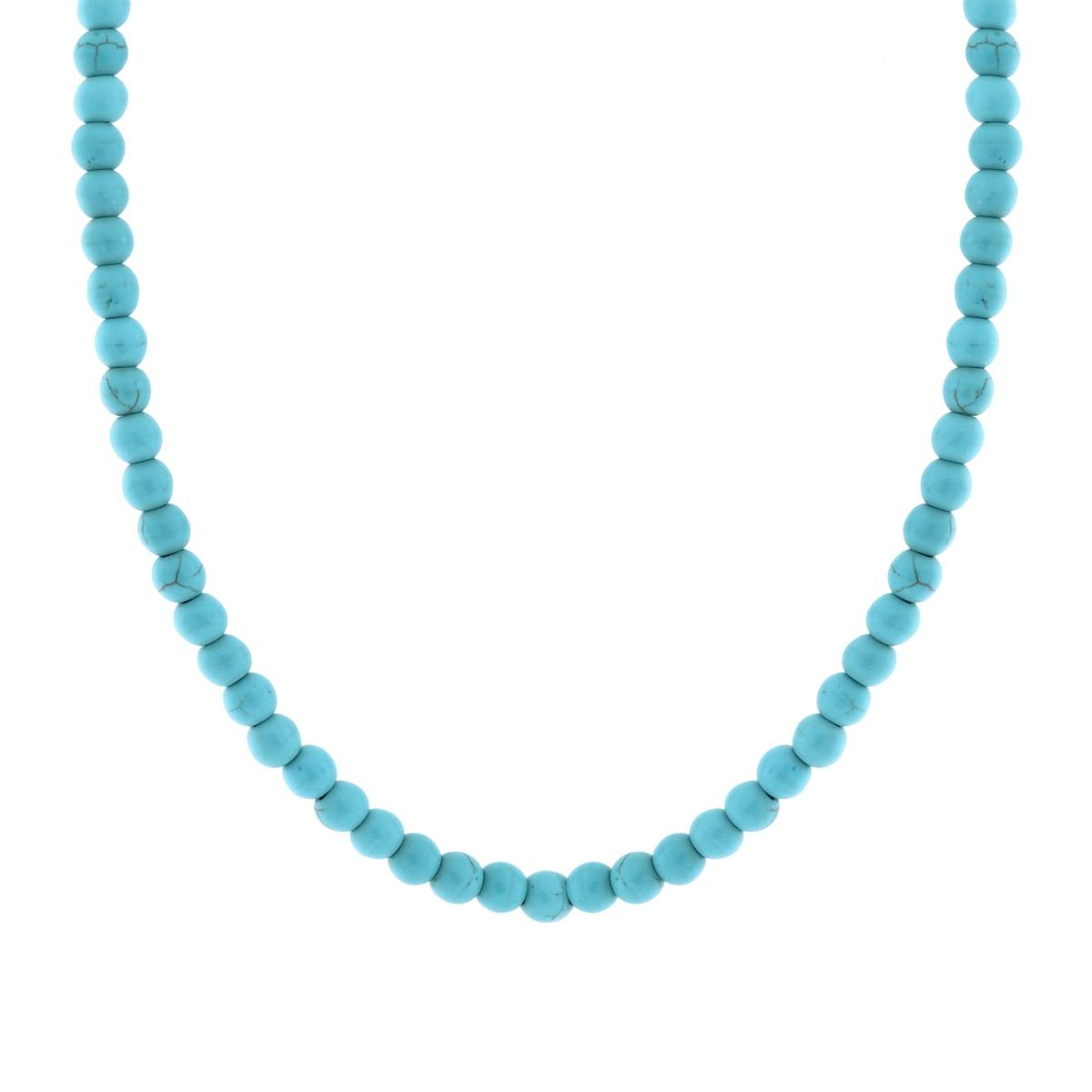 Collana filo Perle mm 6 colore Turchese in ACCIAIO