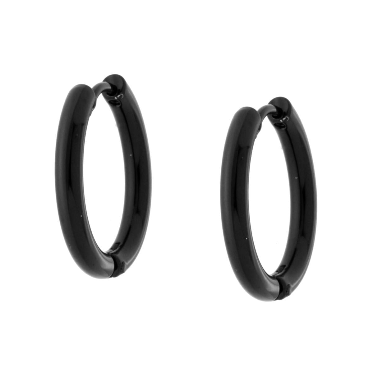 Orecchini Cerchio Scattino mm 20 in ACCIAIO colore Nero