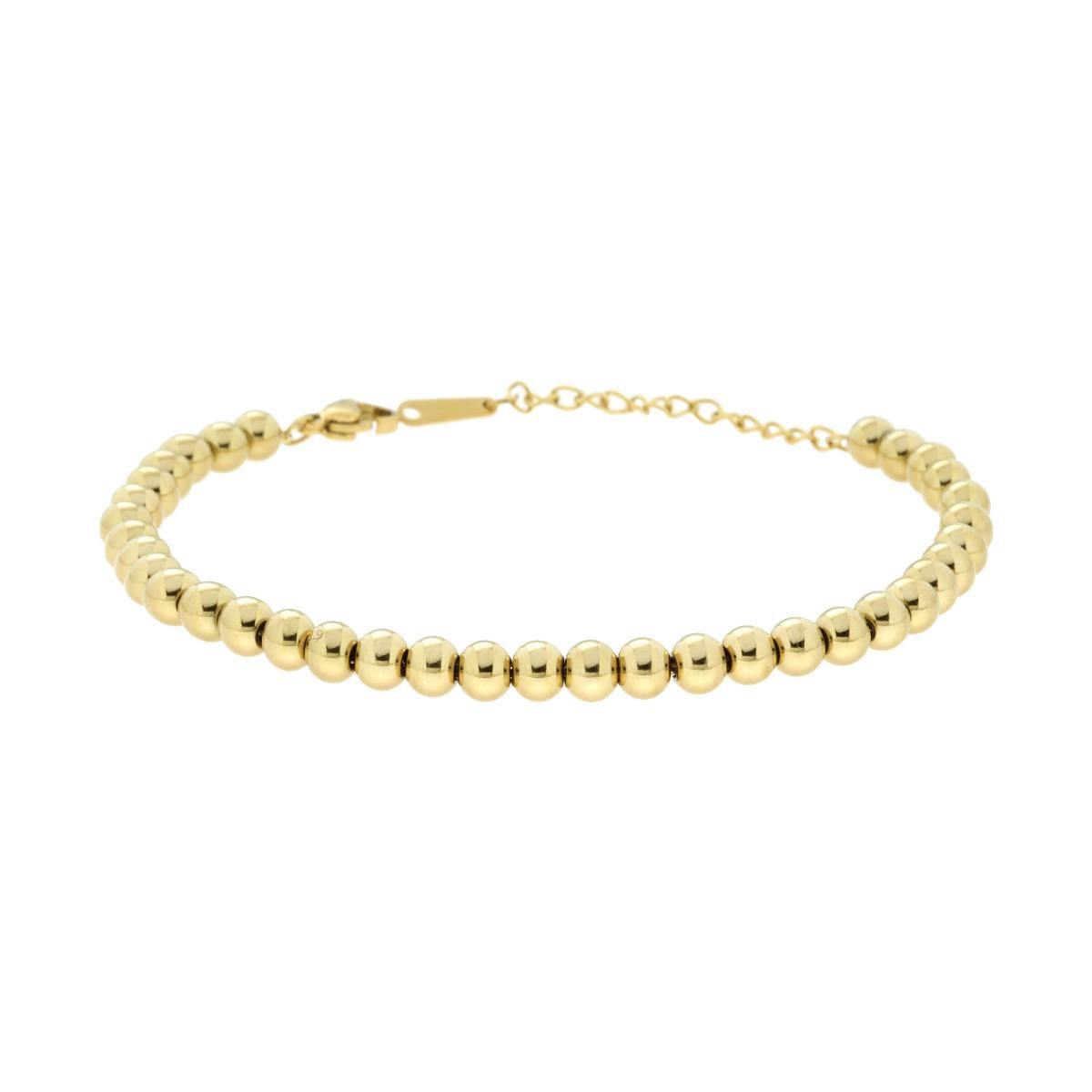 Bracciale Catena Palline Lisce mm 5 in ACCIAIO colore Oro