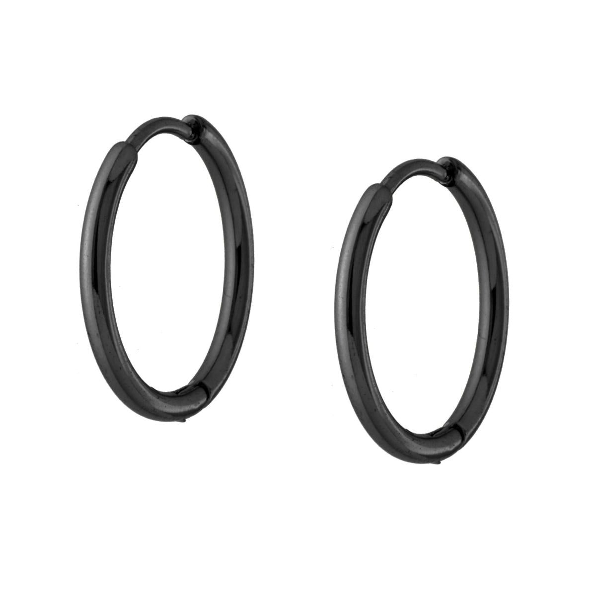 Orecchini Cerchio Scattino mm 17 in ACCIAIO colore Nero