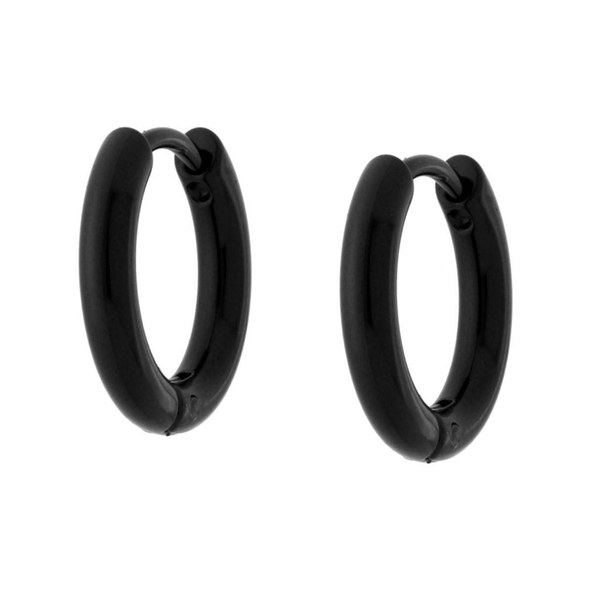 Orecchini Cerchio Scattino mm 15 in ACCIAIO colore Nero