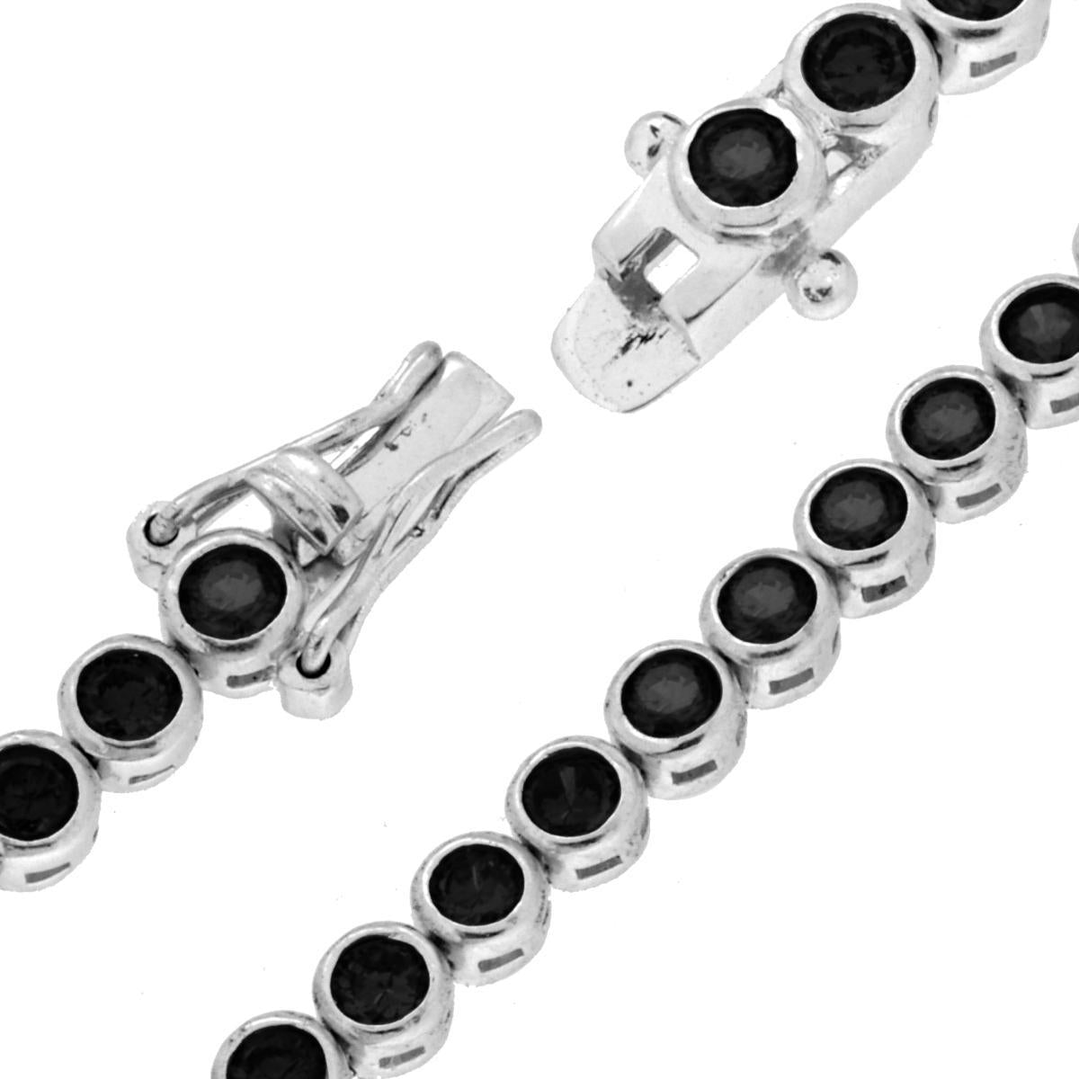 Bracciale Tennis Cipollina cm 18 con Zirconi mm 3 Nero in ARGENTO 925 Galvanica Rodio