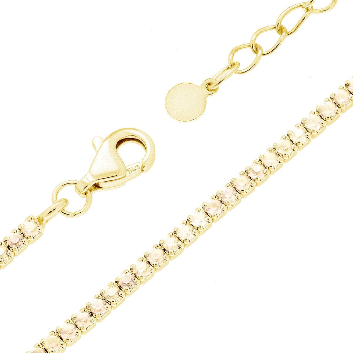 Bracciale Tennis Griffe cm 16+4 con Cubic Zirconia mm 1.5 Champagne in ARGENTO 925 Galvanica Oro