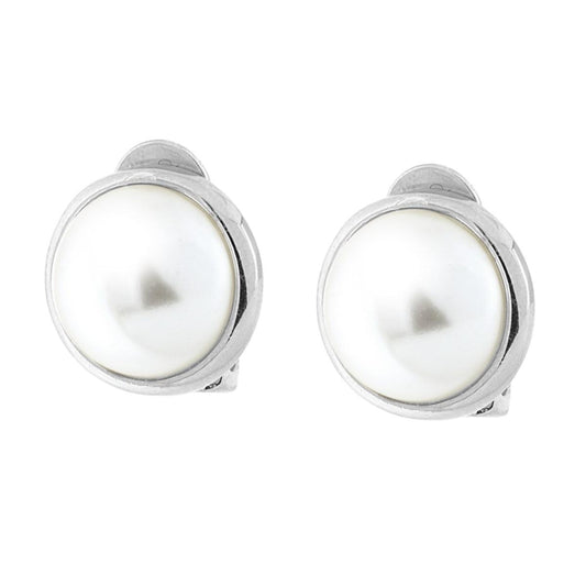 Orecchini Clip Perla in ARGENTO 925 Galvanica Rodio
