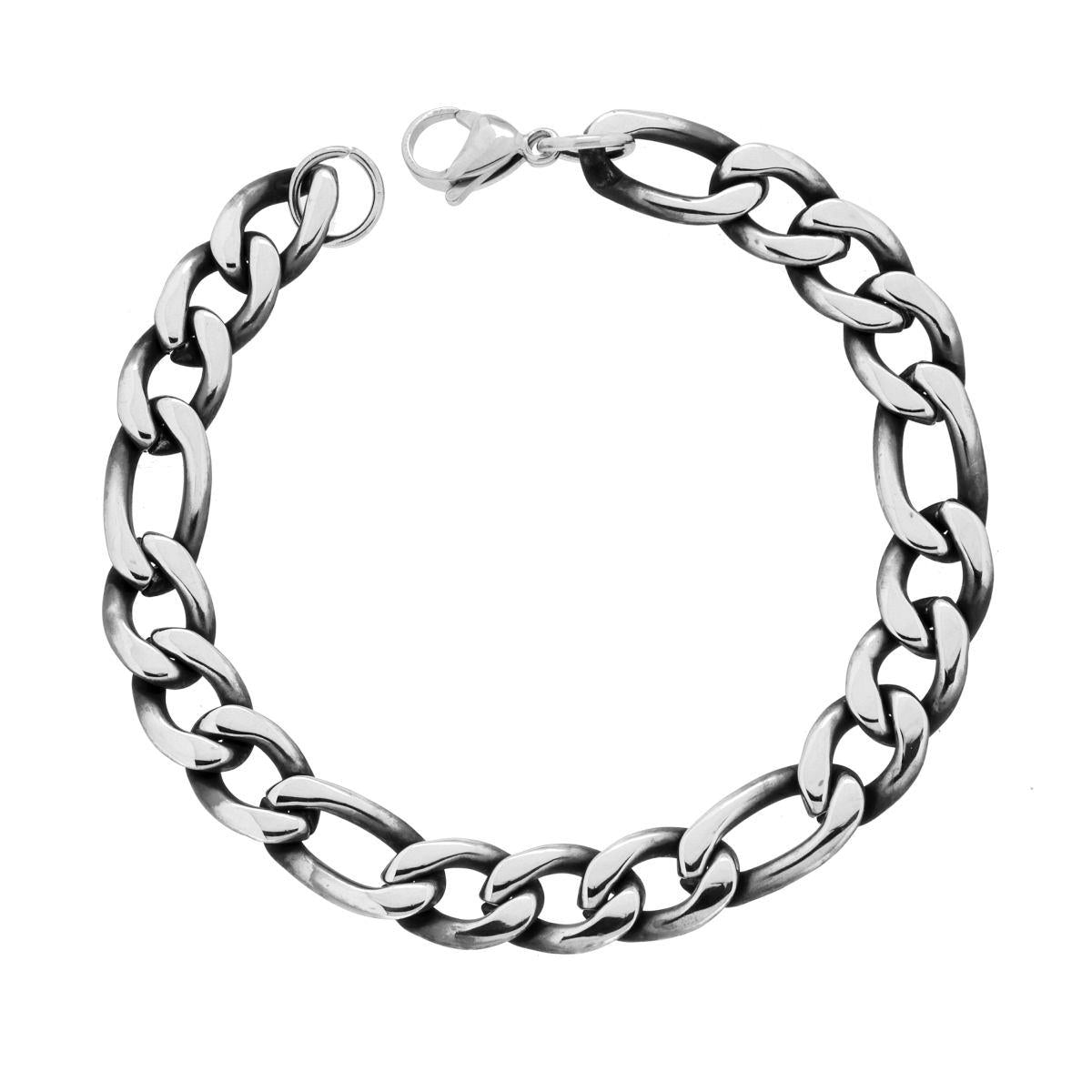 Bracciale Uomo Catena Alternata Figaro mm 9.3 in ACCIAIO Brunito