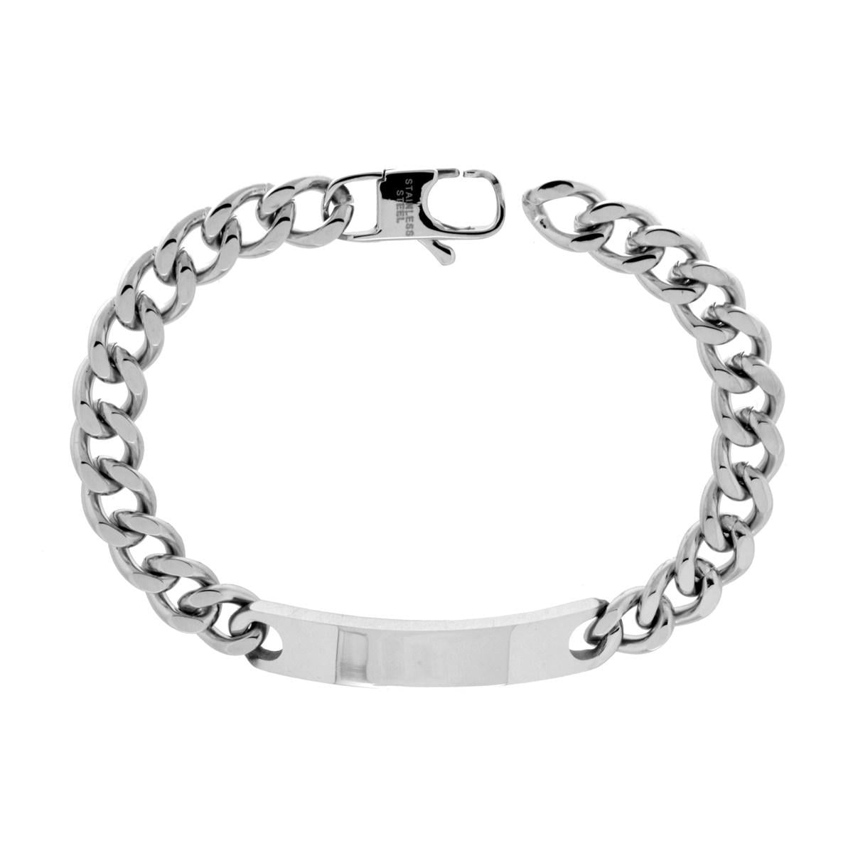 Bracciale Uomo Catena Grumetta con Targa in ACCIAIO