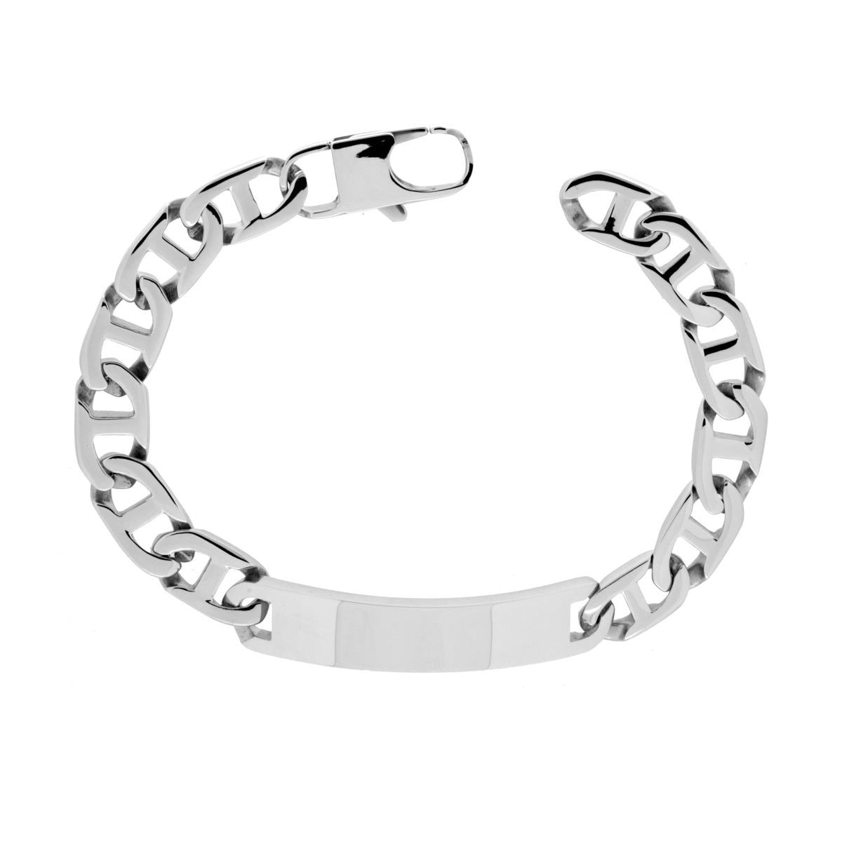 Bracciale Uomo Catena Traversino con Targa in ACCIAIO