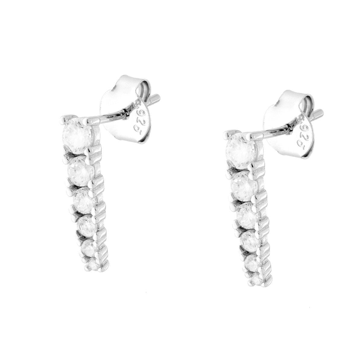 Orecchini Tennis degrade con Cubic Zirconia Bianchi in ARGENTO 925 Galvanica Rodio