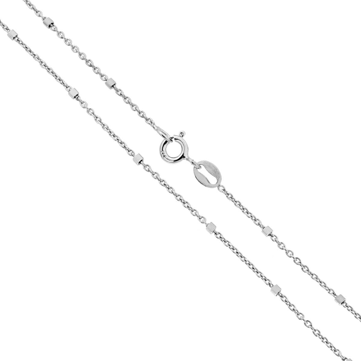 Catena Forzatina con Cubetti Diamantati sezione1.2 lunghezza cm 45 in ARGENTO 925 Galvanica Rodio