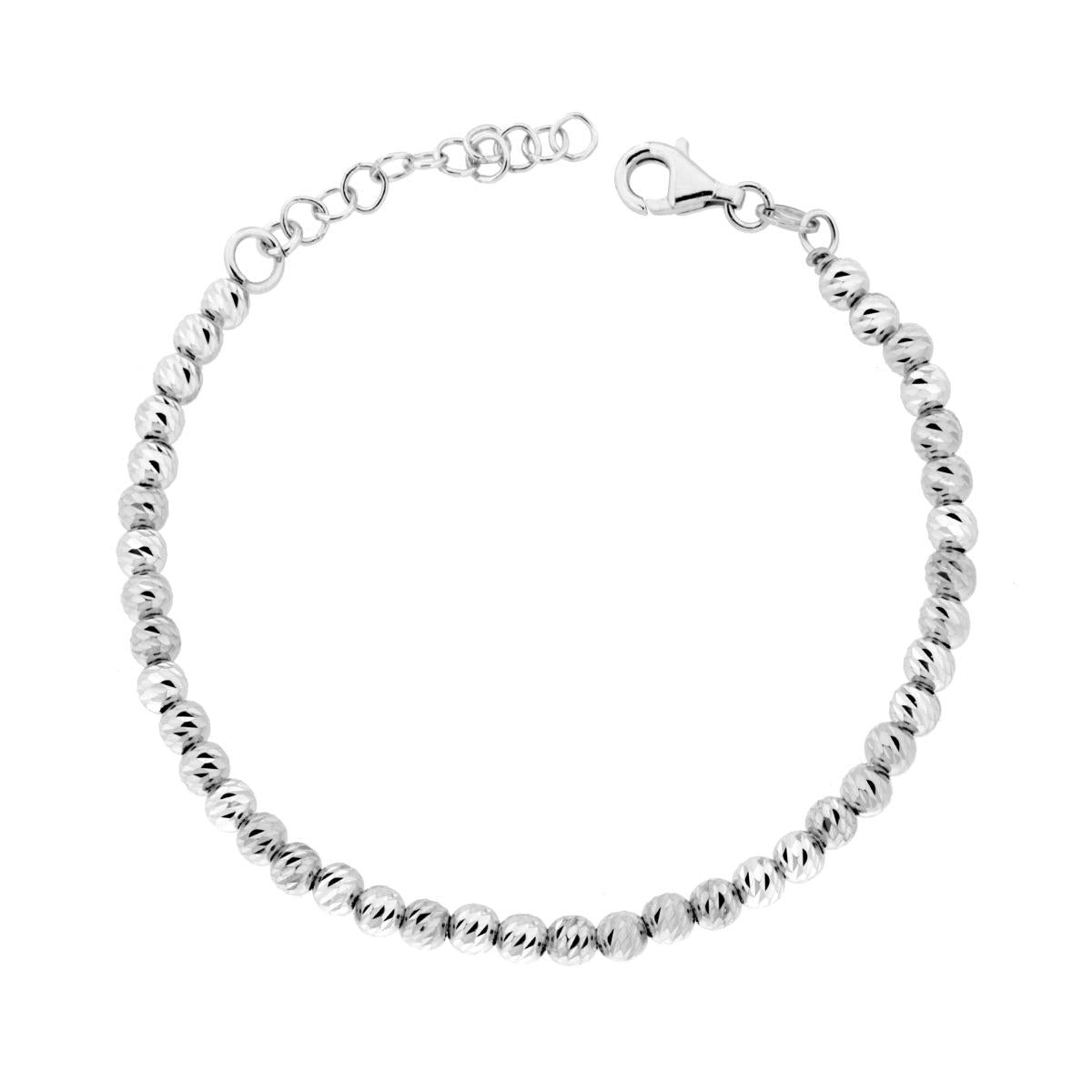 Bracciale con Palline Diamantate Slash mm 4 in ARGENTO 925 Galvanica Rodio
