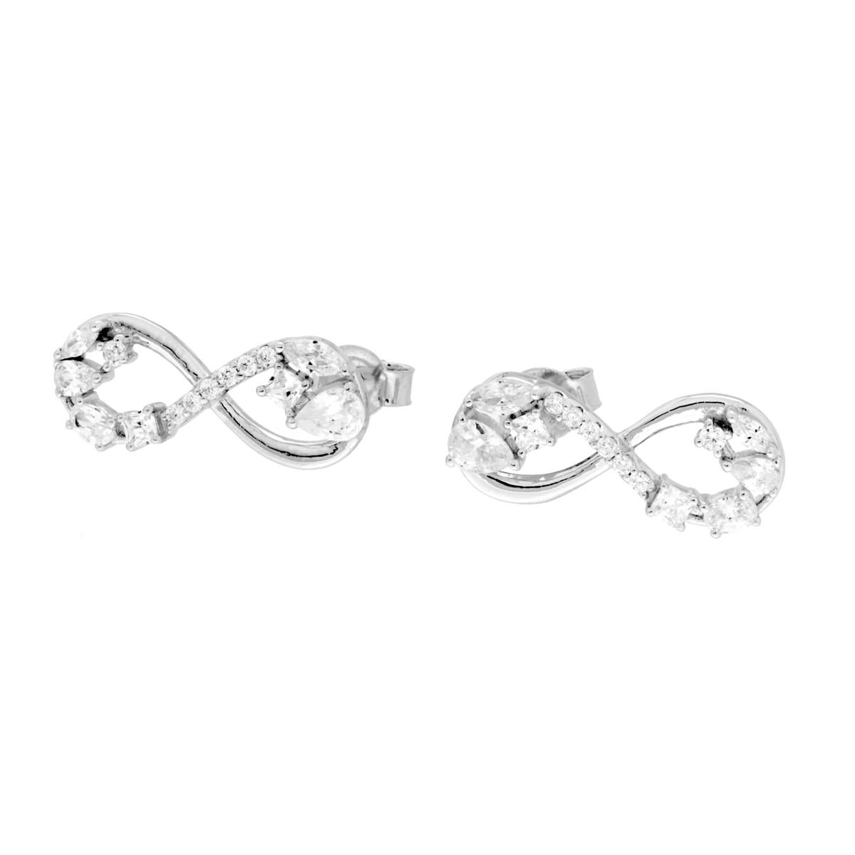 Orecchini Infinito con Cubic Zirconia in ARGENTO 925 Galvanica Rodio