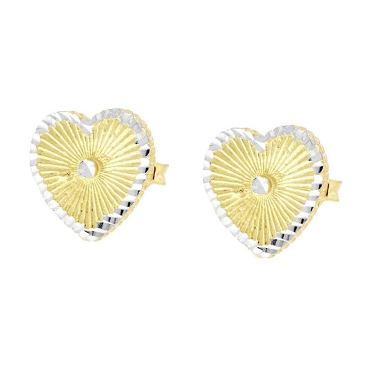 Orecchini Cuore Diamantato in ARGENTO 925 Galvanica Oro