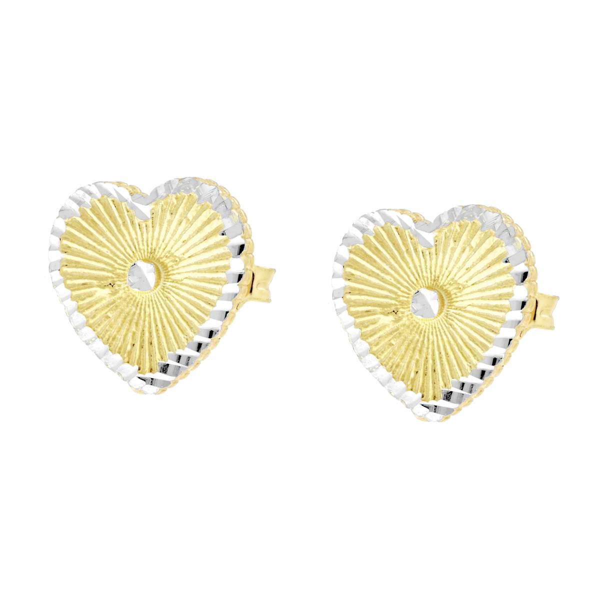 Orecchini Cuore Diamantato in ARGENTO 925 Galvanica Oro