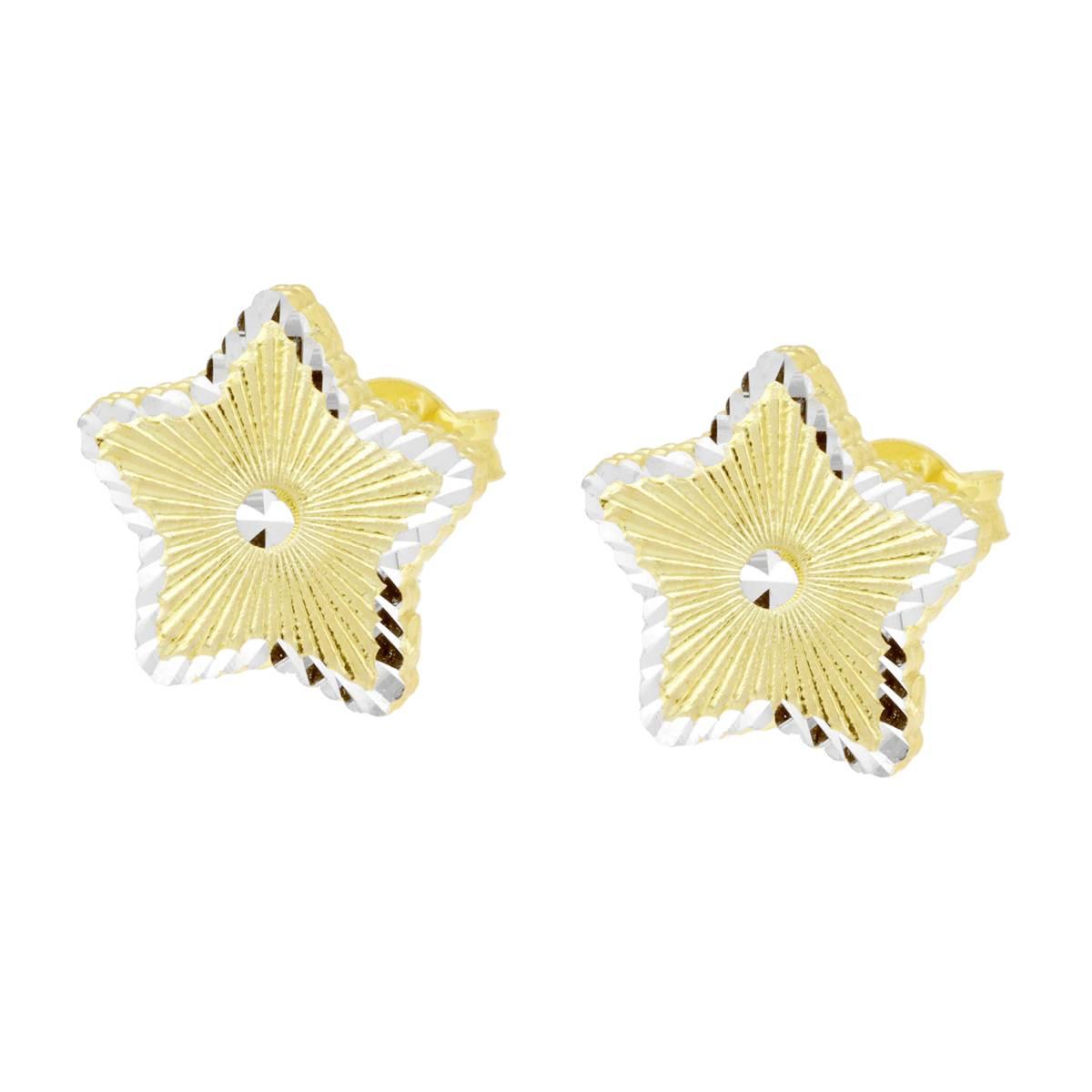 Orecchini Stella Diamantata in ARGENTO 925 Galvanica Oro