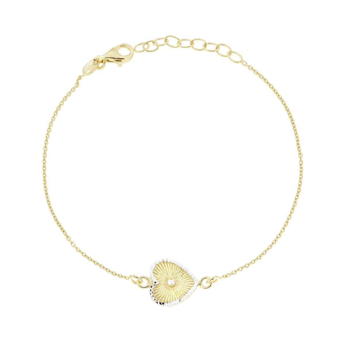 Bracciale Catena Forzatina Diamantata con Cuore in ARGENTO 925 Galvanica Oro