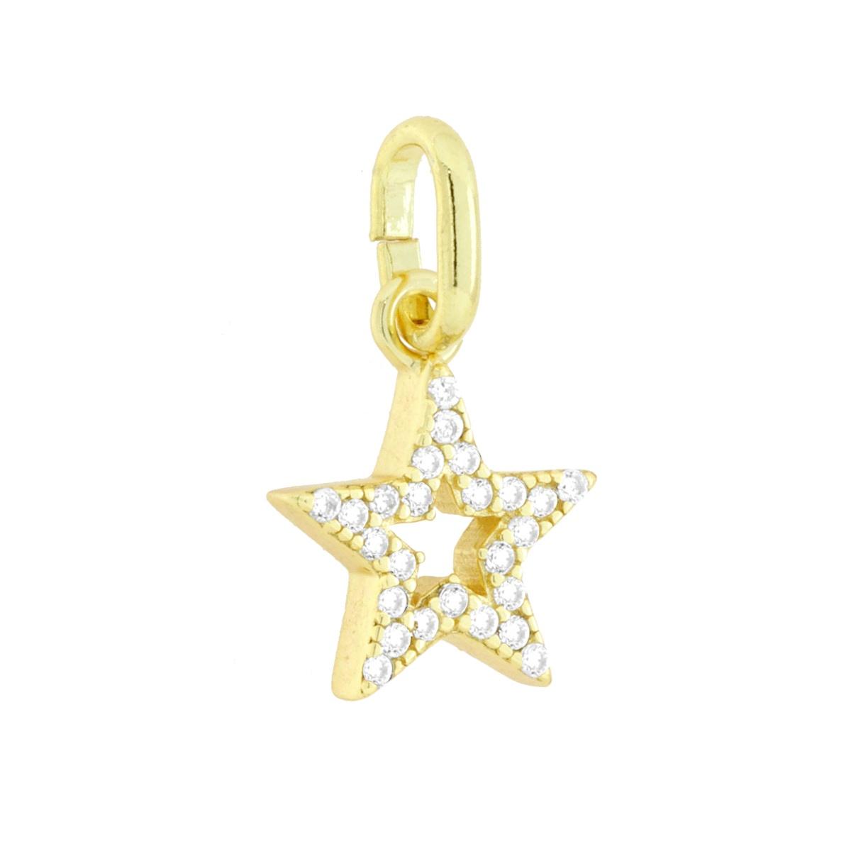 Ciondolo Stella con Cubic Zirconia Bianchi in ARGENTO 925 Galvanica Oro<BR>
