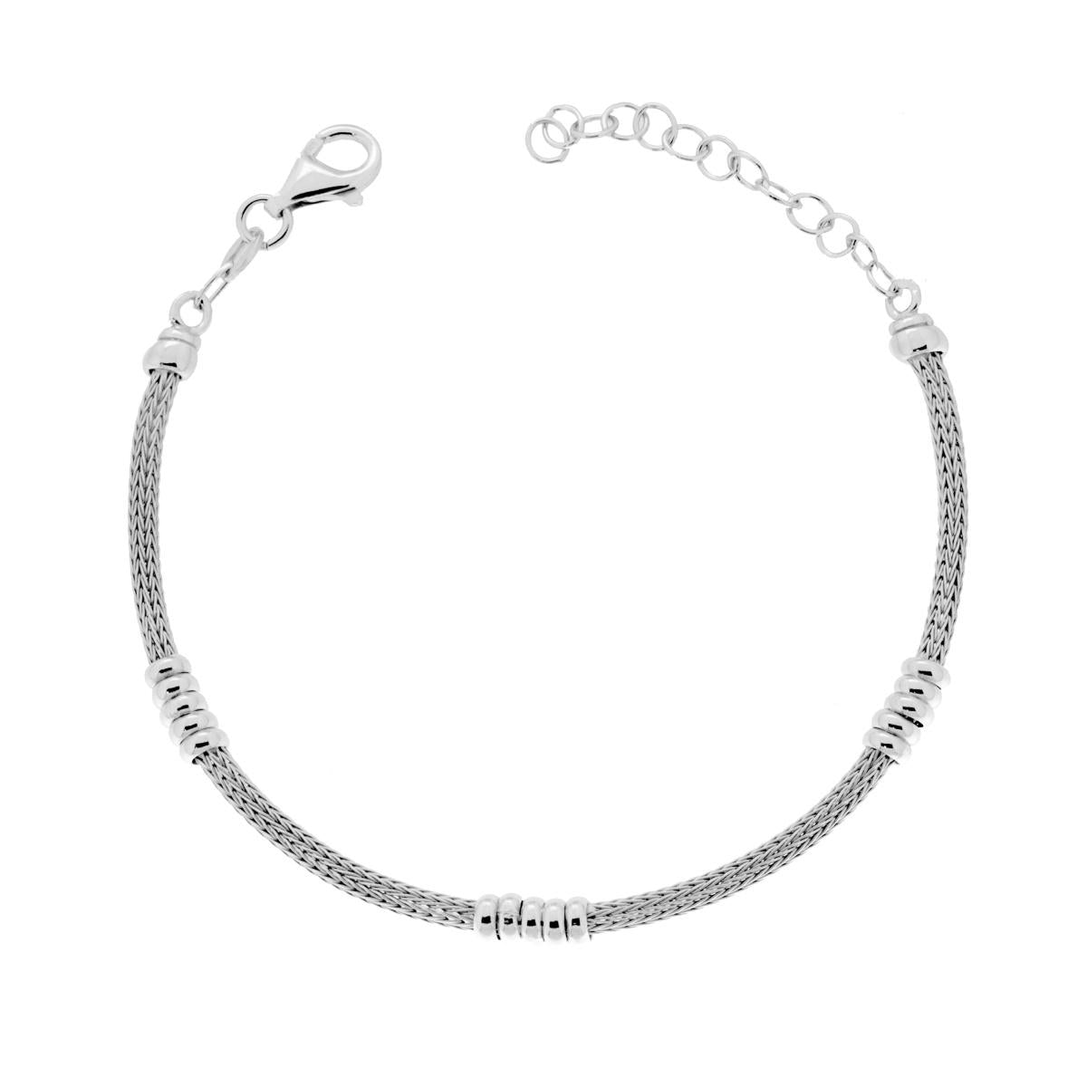 Bracciale Catena Calza con Anelletti in ARGENTO 925 Galvanica Rodio