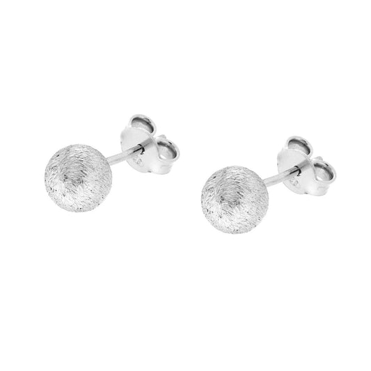 Orecchini Pallina Spazzolata mm 6 in ARGENTO 925 Galvanica Rodio