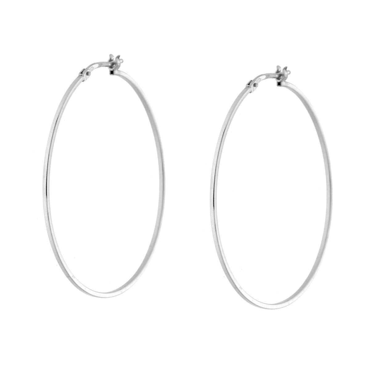 Orecchini Cerchio Canna Quadrata mm 41 in ARGENTO 925 Galvanica Rodio